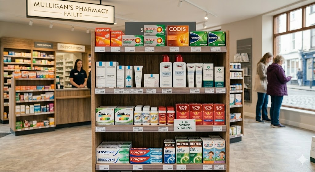 A well-merchandised retail shelf display with deliberate product placement